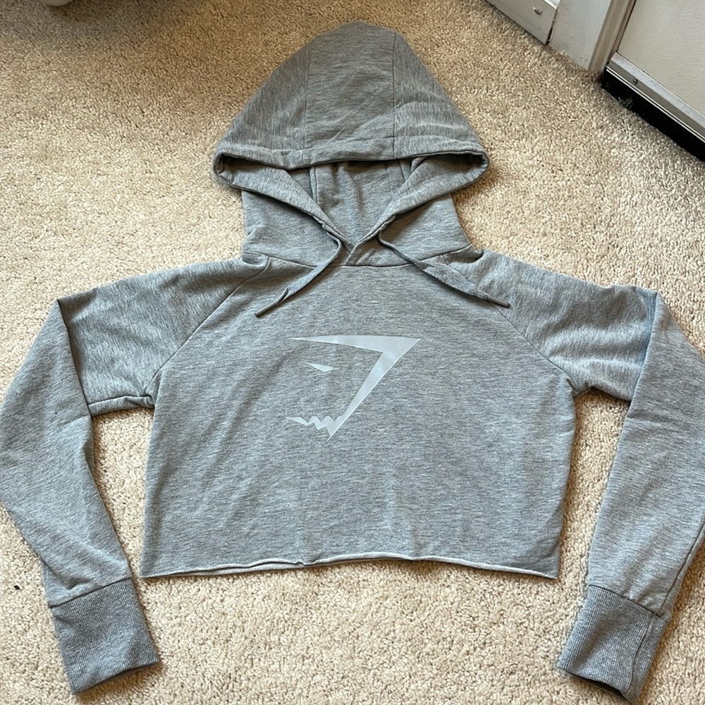 Grey cropped Gymshark hoodie size XS.
